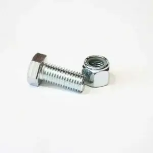 A Dock Hinge Bolt with Nylock Nut (8 Pack), as used on Great Northern Docks’ aluminum docks, shown on a white background.