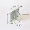 T-Hinge Plate: L-shaped metal bracket with 3/4" round cutout for aluminum docks, 5-1/2"x4"x2-3/4"x1", 7/16” base, 1/4" thick.