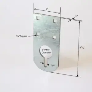 The Anchor Plate Keyhole by Great Northern Docks is an 8¼" tall, 4" wide metal bracket with four square holes and a 2" ID keyhole.