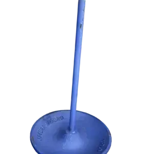 The Mushroom Anchor from Great Northern Docks features a blue, round flat base and tall shank—ideal for securing wood docks.