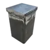 A 4x4 Post Driving Cap with a metal, rectangular form and fitted lid, showing a slightly weathered surface, isolated on a white background.