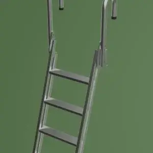 An Aluminum Ladder for Dura-LITE Docks, with four steps and two curved handrails, is shown against a plain green background.
