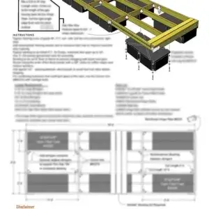 Assembly instructions with diagrams for Plan - Floating Dock 6'x16', featuring labeled parts and a 3D drawing of the aluminum dock frame.