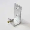 The J Bracket Connector (2 Pack) features metal L-shaped brackets with two oval holes, plus a gold screw and bolt, ideal for Wood Docks by Great Northern Docks.