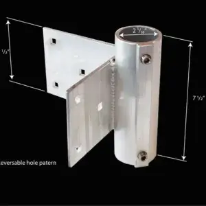 Corner Socket with cylindrical hinge section, ideal for Maine Docks; 4½" wide, 7½" high, 2¹⁄₁₆" dia. Reversible hole pattern on side plate.