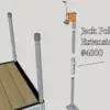 Diagram shows a metal deck with vertical poles, a Jack Pole Extension, and a hand-crank jack—ideal for Wood Docks by Great Northern Docks.