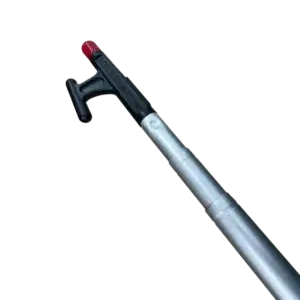 The Telescoping Boat Hook features an aluminum pole, black plastic hook, and red rubber tip—ideal for Great Northern Docks—shown on a plain white background.