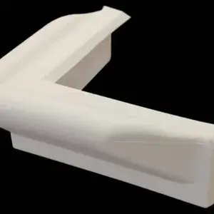 The white Corner Bumper cushions sharp edges on Aluminum Docks and is shown against a black background.