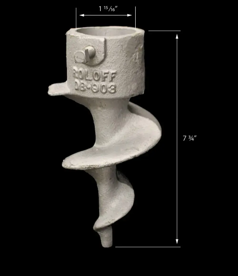 A Pipe Auger (2 Pack) from Great Northern Docks, each 1 15/16" wide × 7 3/4" tall, features a metal auger blade with a cylindrical top labeled "ROL-OFF D6-908.
